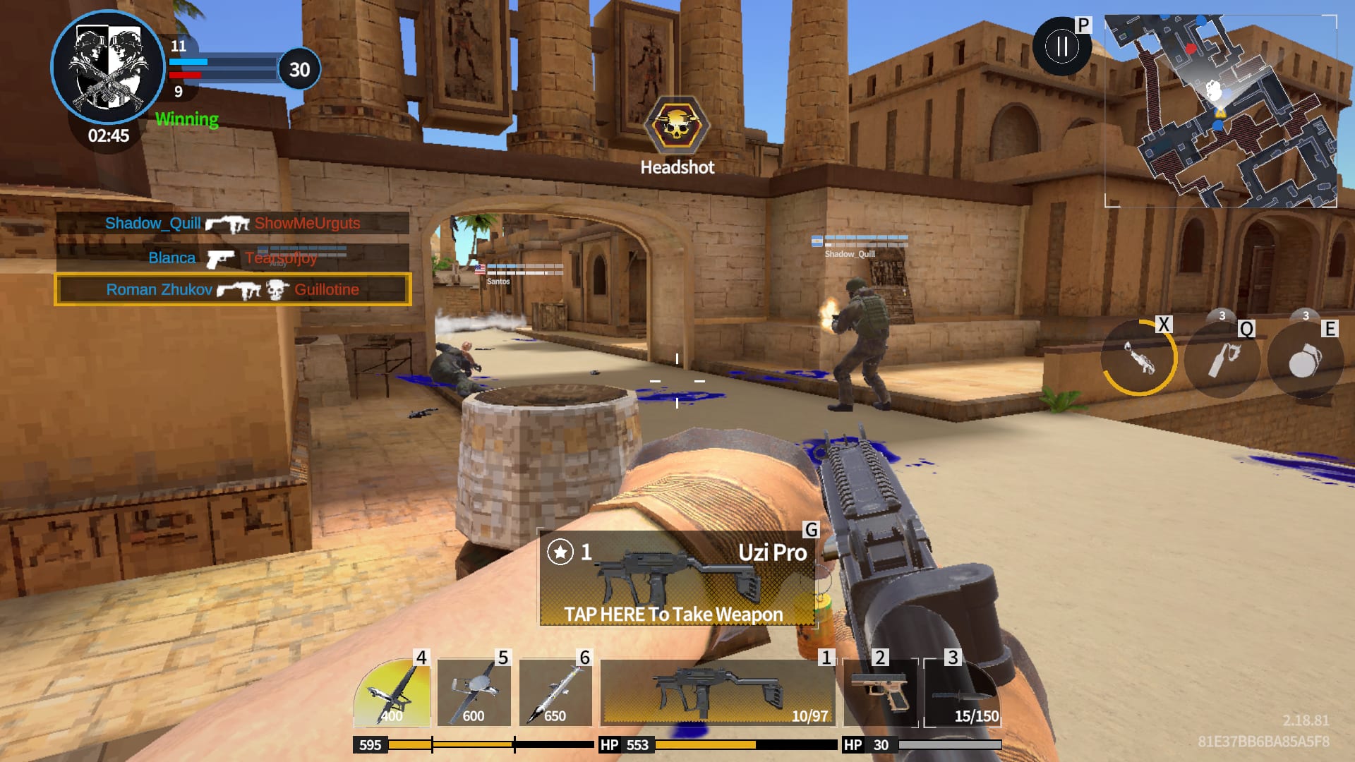 Hazmob FPS — a headshot confirmed while pushing through the temple courtyard